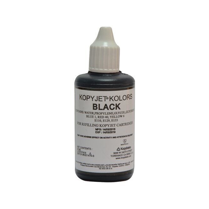 KOPYJET SİYAH GIDA BOYASI 50 ml (DEPOLU CİHAZLAR İÇİN)