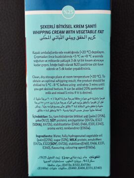 ZEELANDİA WHİPLİ ŞEKERLİ BİTKİSEL KREM ŞANTİ